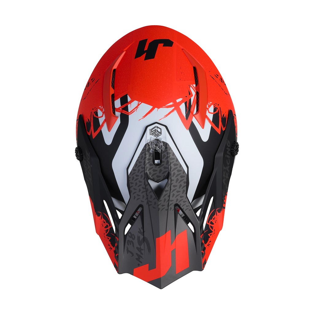 خوذة السلامة للدراجة النارية جاست ون موتوكروس ماسك فلورسنت  بلون برتقالي تيتانيوم  وأسود مطفي - 680007