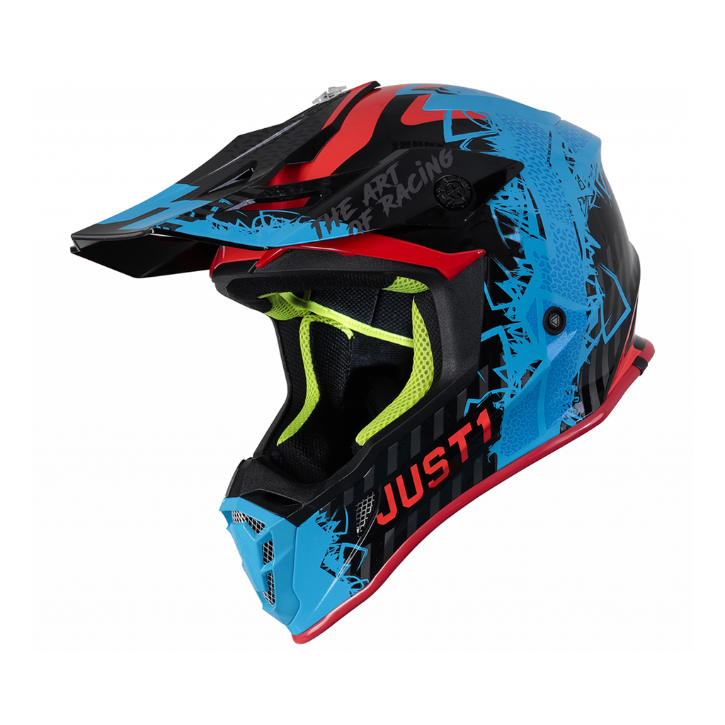 خوذة   جست ون JUST1 J38 ماسك موتوكروس دراجات النارية باللون الأزرق والأحمر والأسود – 680015