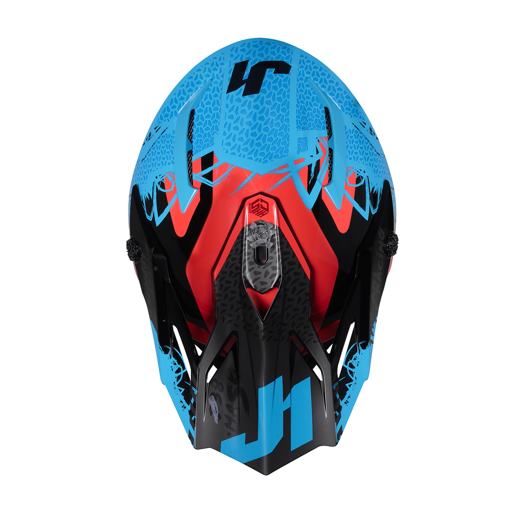خوذة   جست ون JUST1 J38 ماسك موتوكروس دراجات النارية باللون الأزرق والأحمر والأسود – 680015