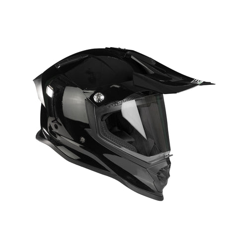 IBK Motorbike Racing Motocross Adventure Helmet, Glossy Black - 835611