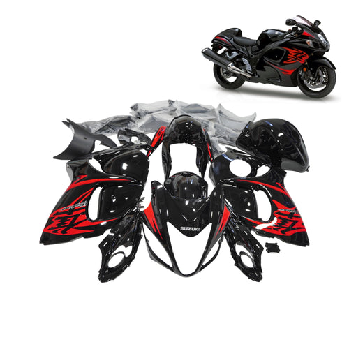 طقم أغطية هيكل كامل عالي الجودة لدراجة هايبوسا HAYABUSA 2008-2020 باللون الأسود والأحمر - 839454