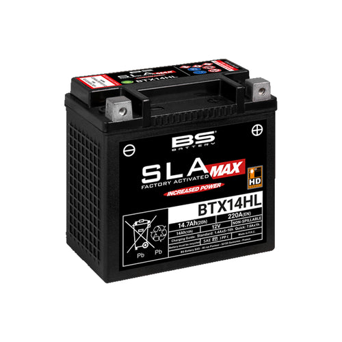BS BTX14HL SLA MAX 12V 14.7Ah Big Engine Motorcycles Battery