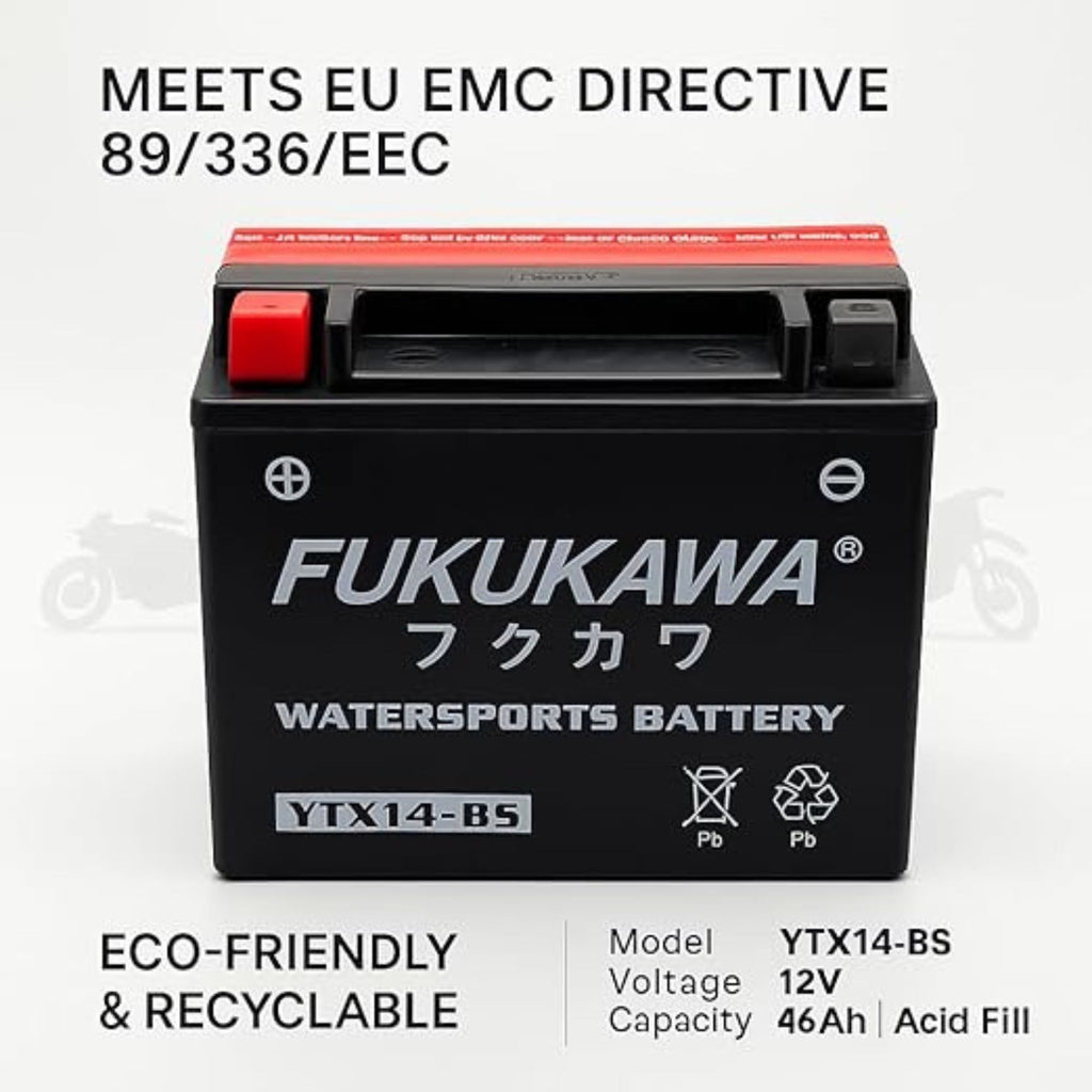 Fukukawa YTX14-BS 12V 14Ah Motorcycle/ATV Battery with Refillable Acid Pack_4