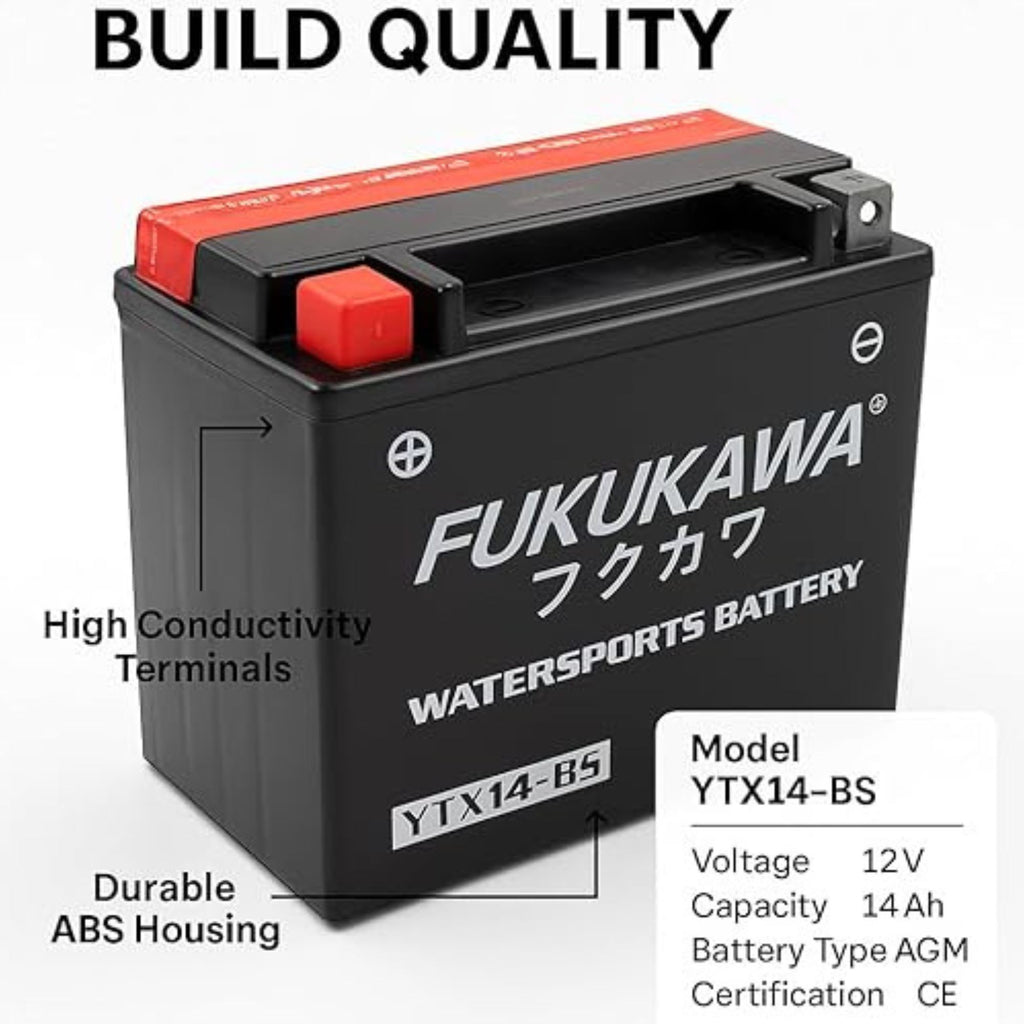 Fukukawa YTX14-BS 12V 14Ah Motorcycle/ATV Battery with Refillable Acid Pack_9