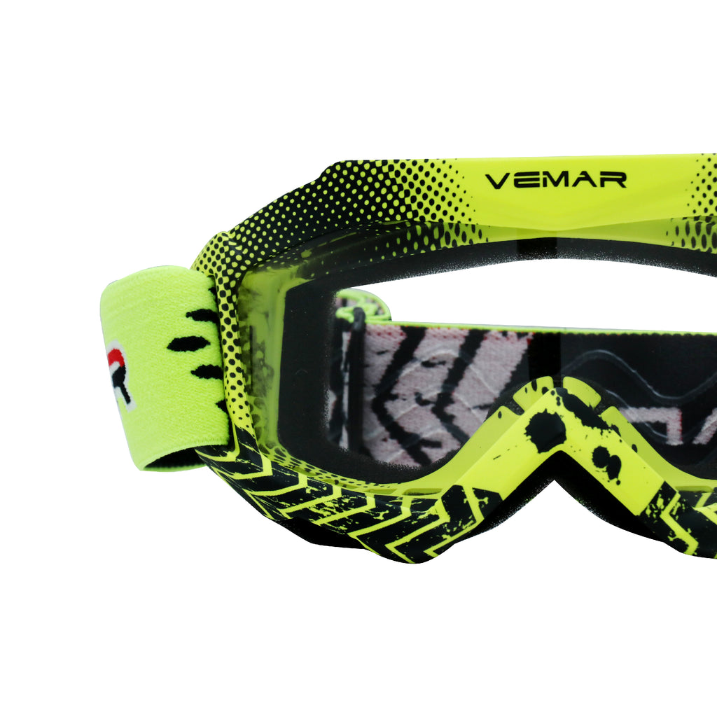 VEMAR Kid's Protective On/Off-Road Dirt Bike Goggles - Fluorescent Green_4