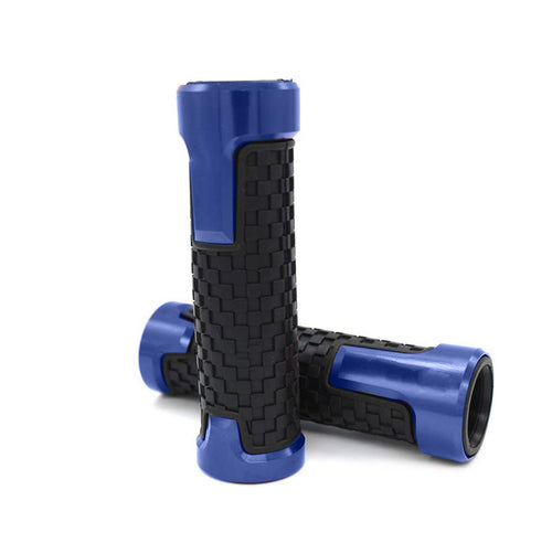 Motorcycle Handlebar Non-Slip Rubber Handle Grips, Blue_1