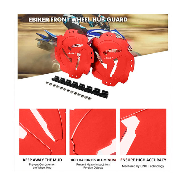 Pair of Rear Wheel Hub Guard Protector for Yamaha Raptor 700R, Red EB11240393