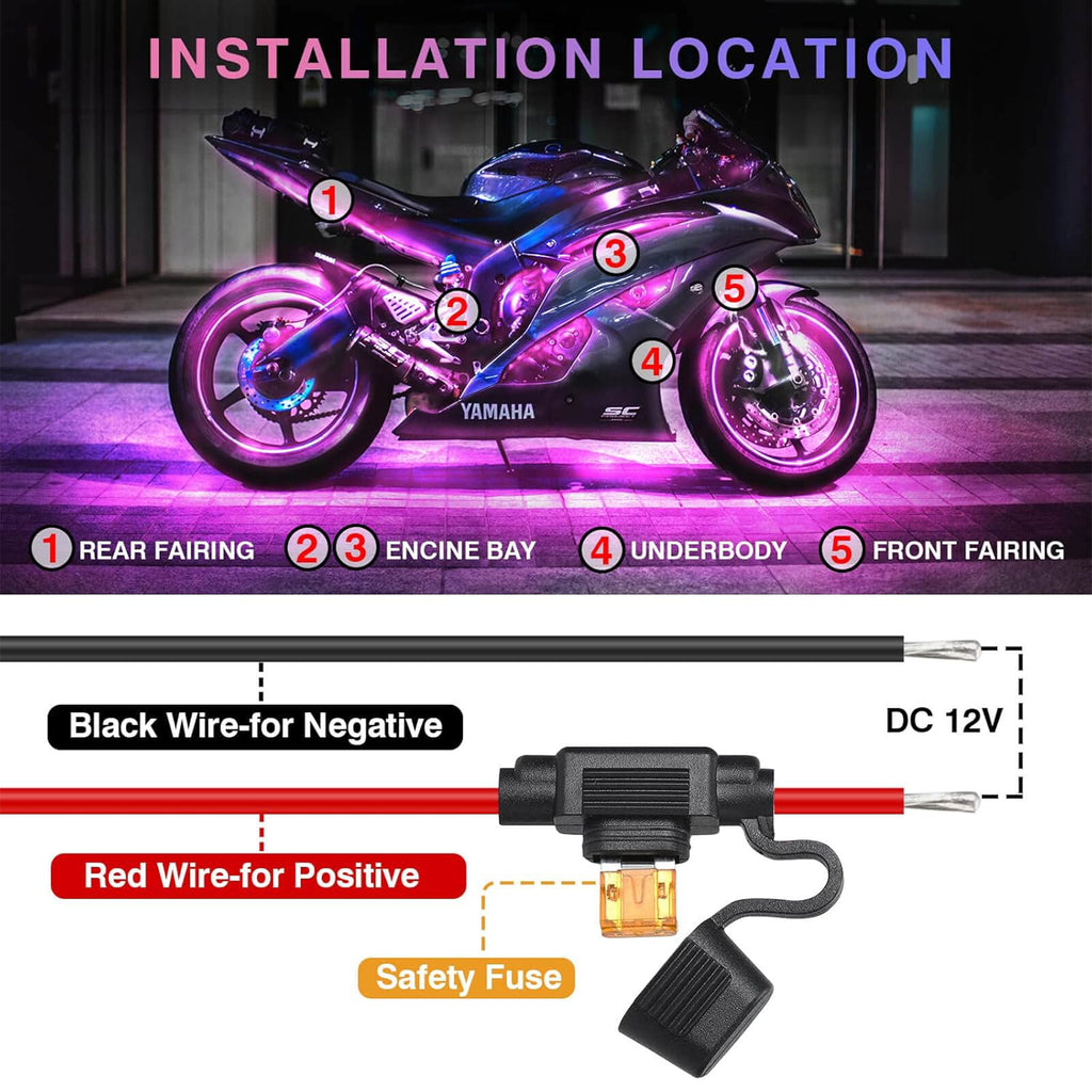 16 PCS Motorcycle RGB LED Light Kit APP/RF Remote_2