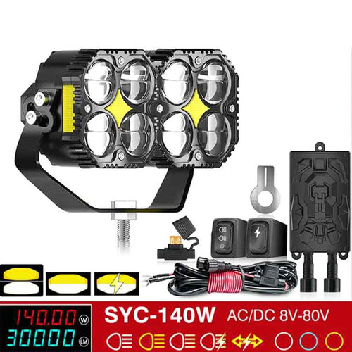 Motorcycle Lighting System External Spotlight Dual Color SYC 140W_1