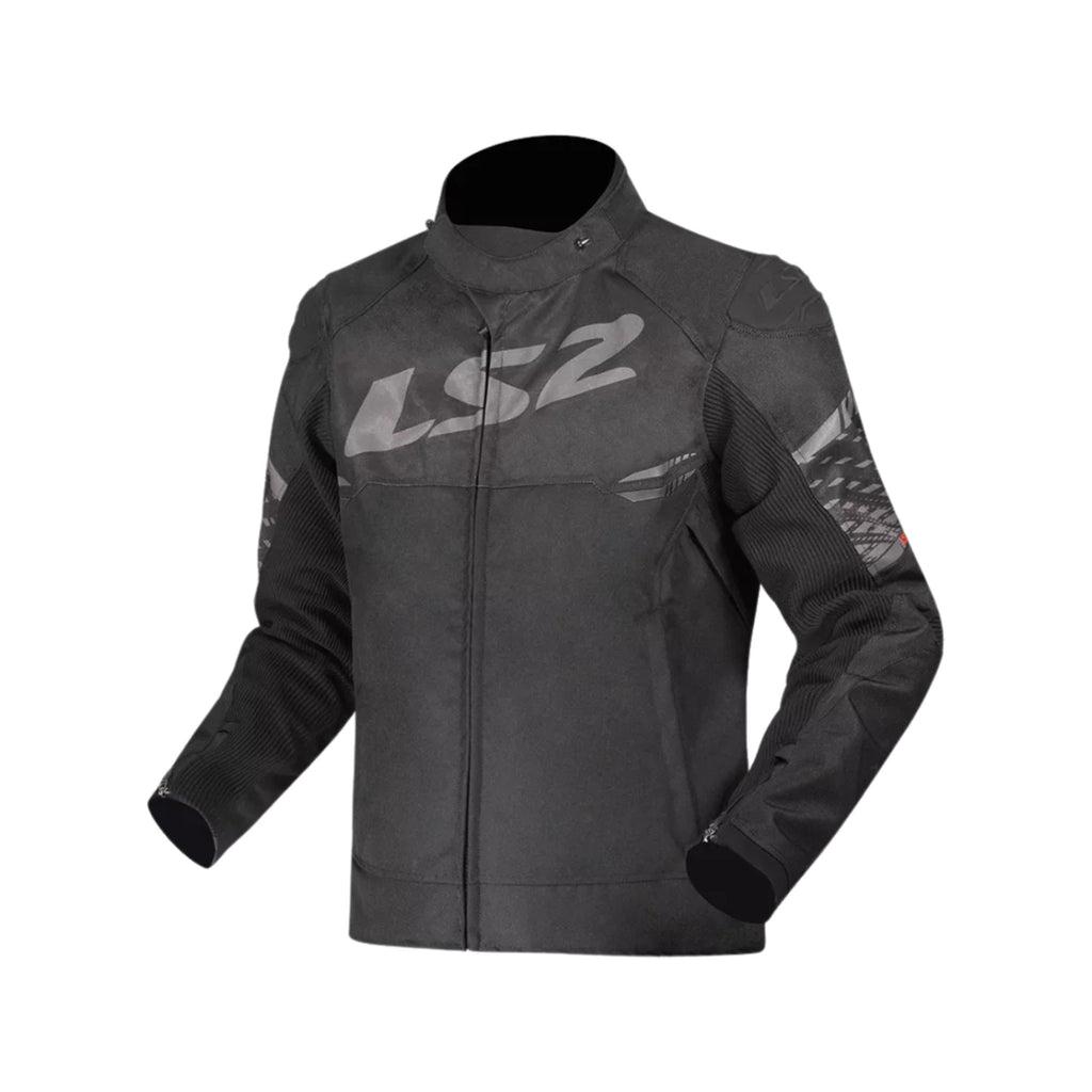 LS2 MJ162 Apex Motorcycle Jacket Black/Grey, Waterproof CE-Certified_1