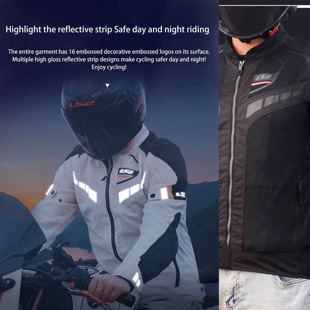 LS2 Garda Air Men Mesh Motorcycle Jacket Black/Red_6