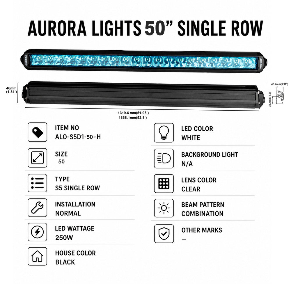 Aurora 50 Inch LED Light Bar 250W ALO-S5D1-50-H - 860513