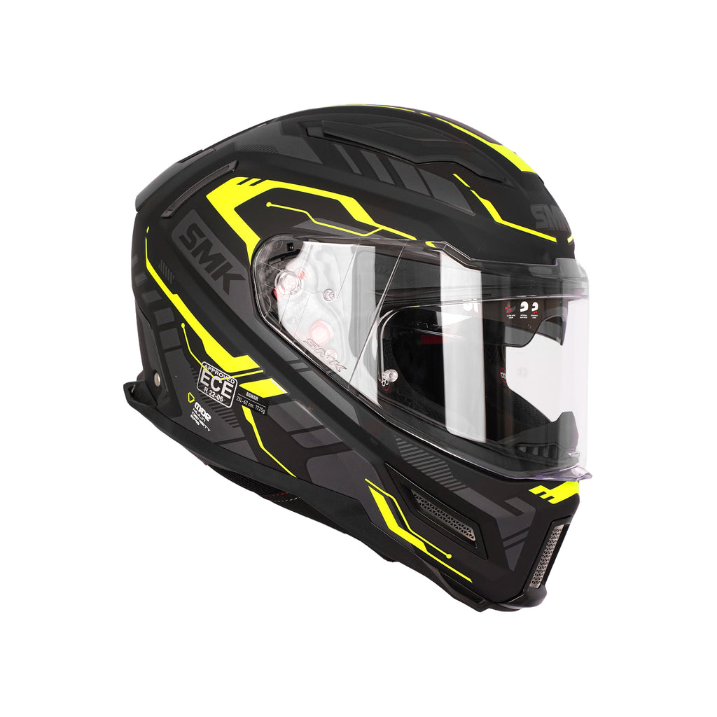 SMK Agnar Tektron MA264 Full Face Helmet Matte Black Yellow_2