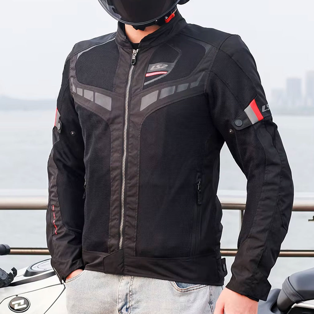 LS2 Garda Air Men Mesh Motorcycle Jacket Black/Red_3