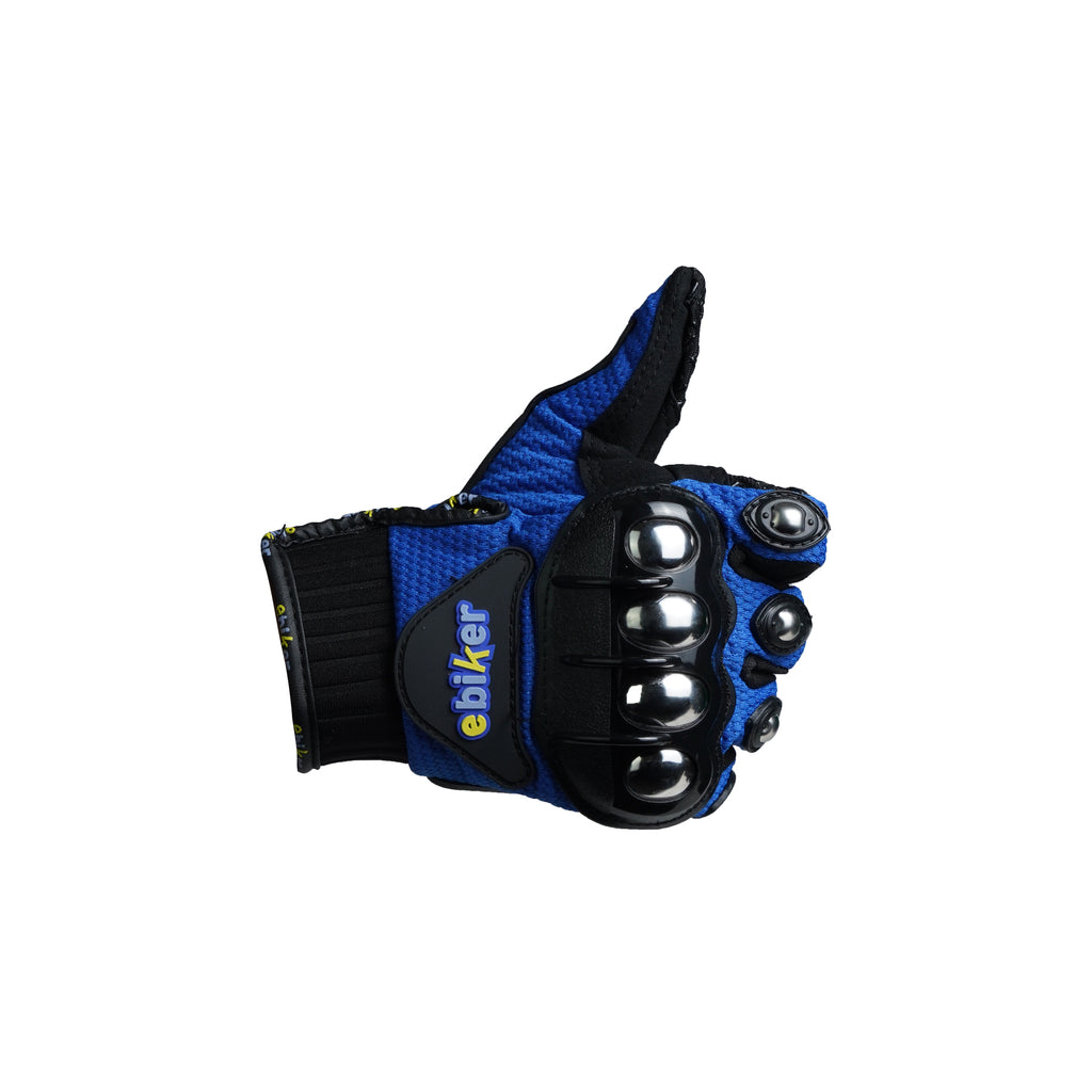 Ebiker Pair of Full Finger Protector Bike Rider's Gloves Blue - 823336