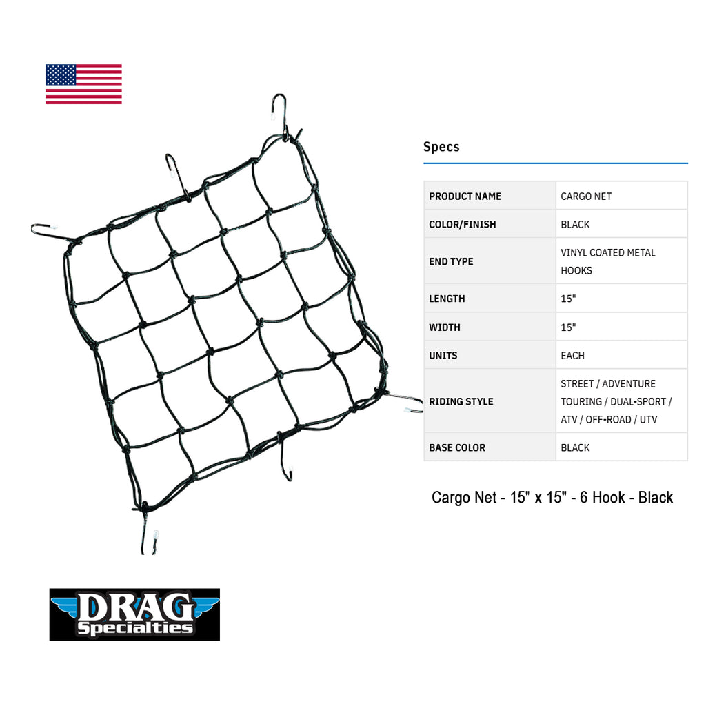 Motorcycle Elastic Cargo Net with Adjustable Hooks Black - EB11242639