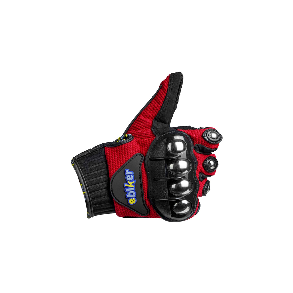 Ebiker Pair of Full Finger Protector Bike Rider's Gloves Red - 823337