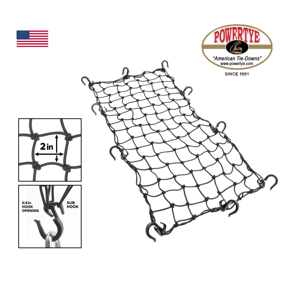 Motorcycle Elastic Cargo Net with Adjustable Hooks, 38x76 inches Black - EB11242638