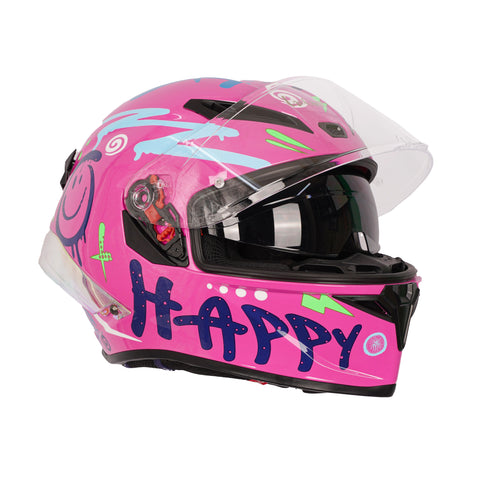LV COOL Full Face Motorcycle DOT/ECE Certified Helmet Pink_2