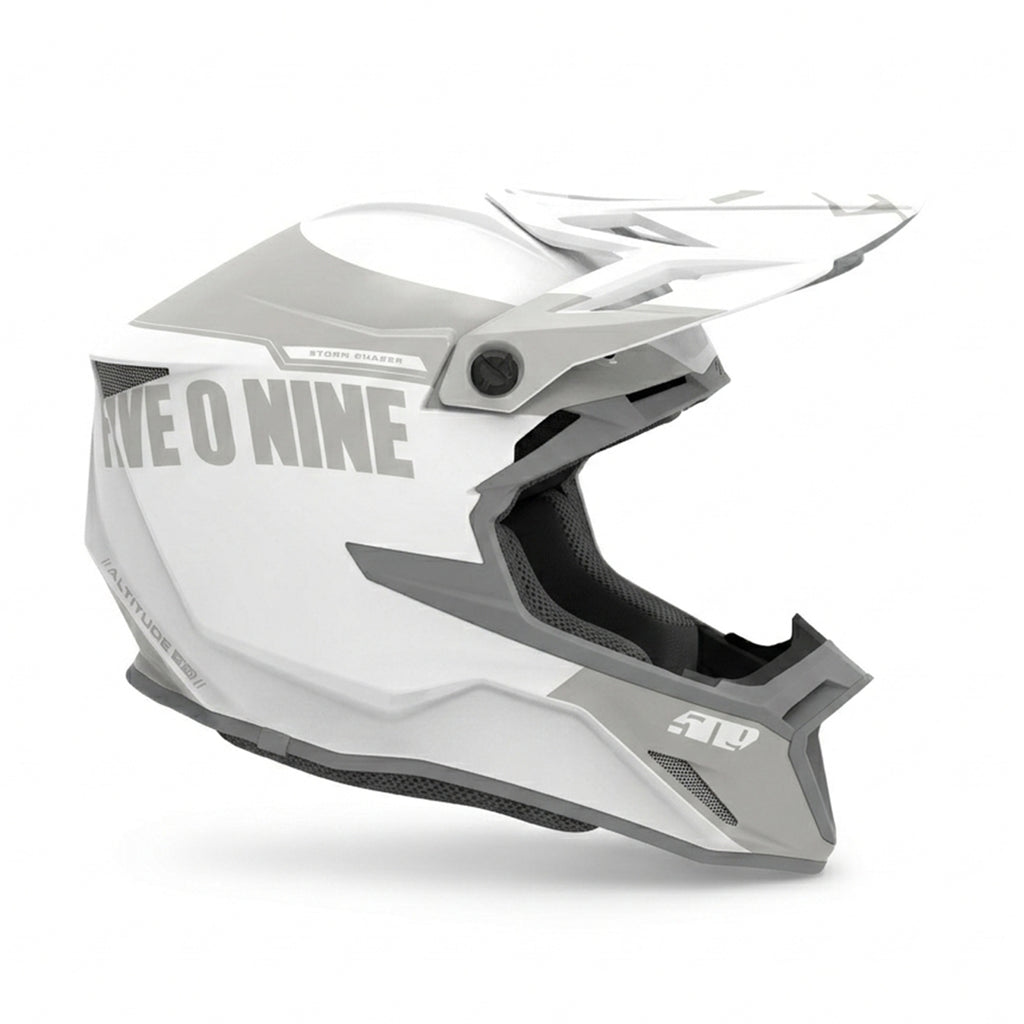 Motocross Kids Helmet FIVE 0 NINE DOT Approved Full Face Safety Gear White & Grey - 836610
