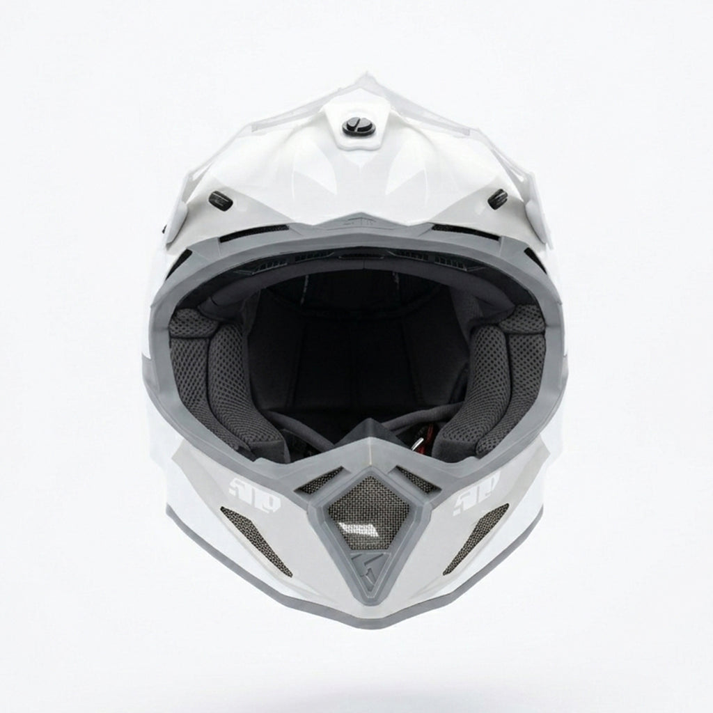 Motocross Kids Helmet FIVE 0 NINE DOT Approved Full Face Safety Gear White & Grey - 836610
