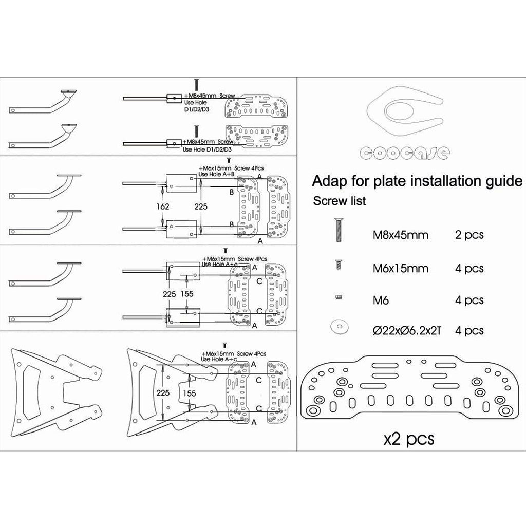 Top Rack Mounting Plate for Motorcycle Top Cases & Boxes - 855524