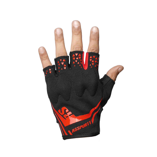 RS GLOVES RS09 Half Finger Motorcycle Gloves Black/Red_3