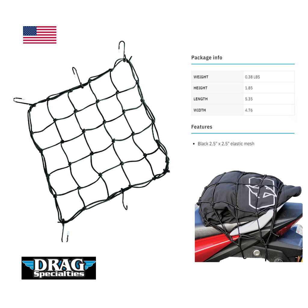 Motorcycle Elastic Cargo Net with Adjustable Hooks Black - EB11242639