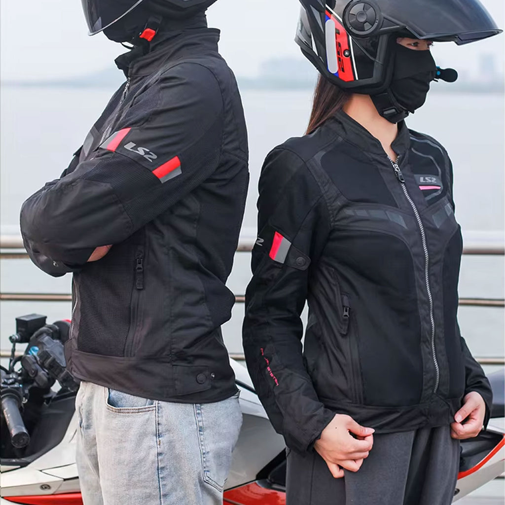 LS2 Garda Air Men Mesh Motorcycle Jacket Black/Red_4