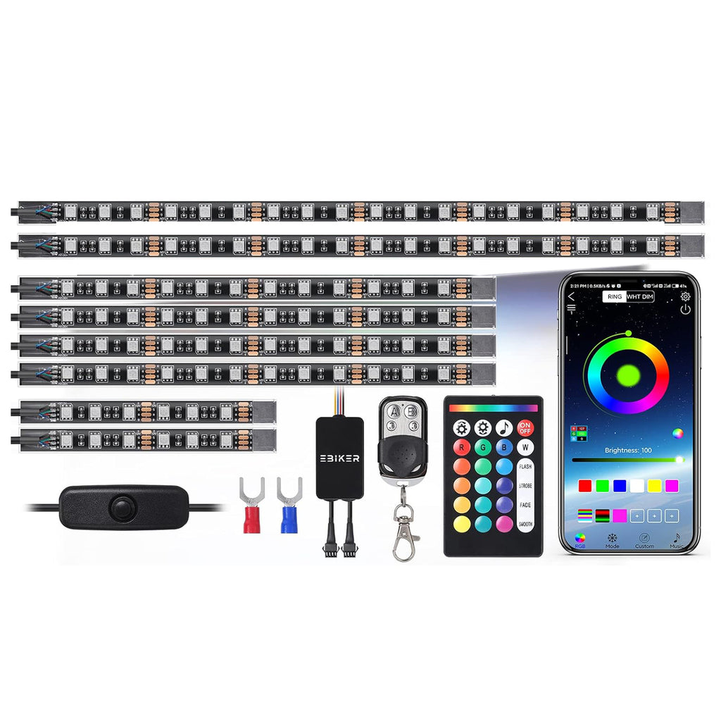 16 PCS Motorcycle RGB LED Light Kit APP/RF Remote_9