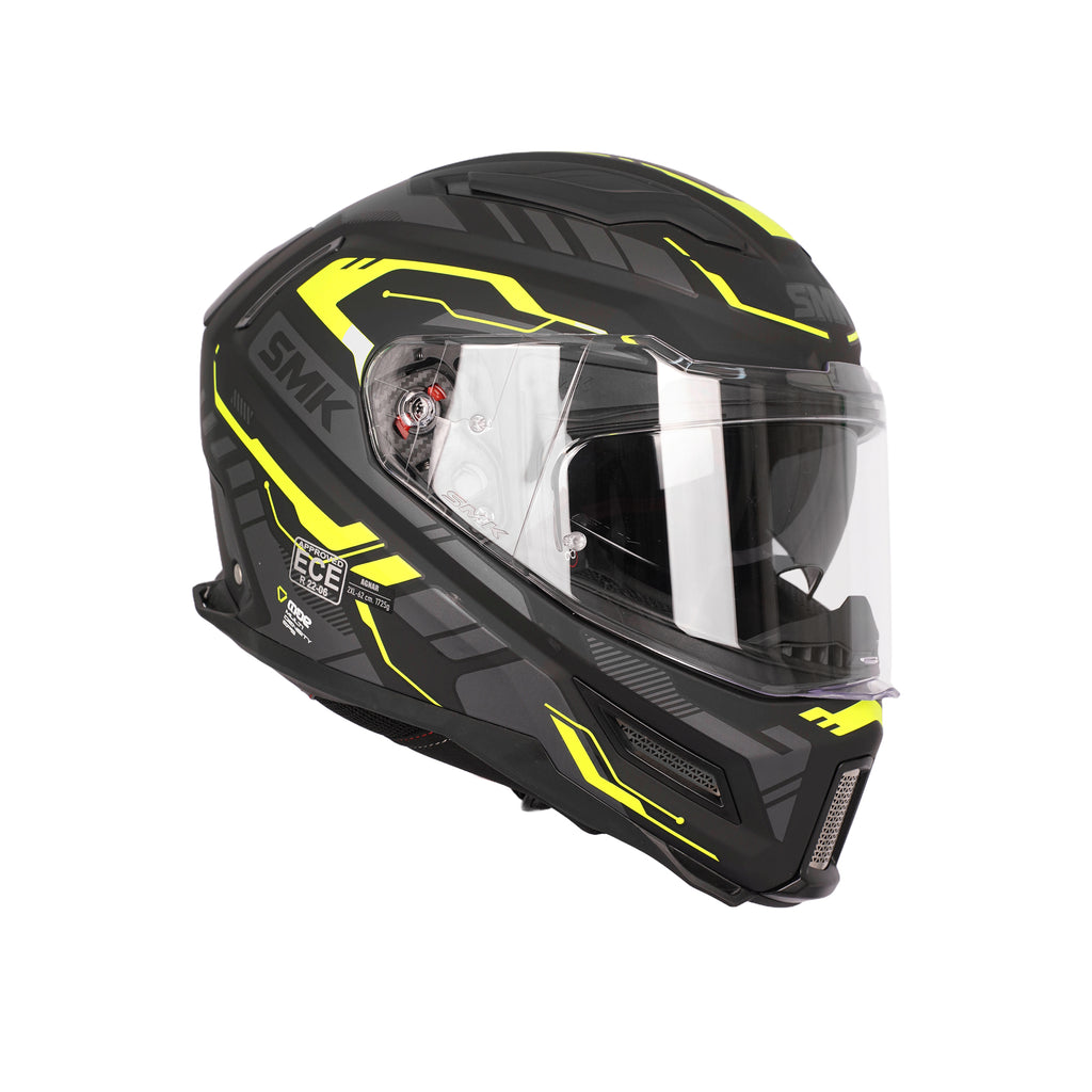 SMK Agnar Tektron MA264 Full Face Helmet Matte Black Yellow_4
