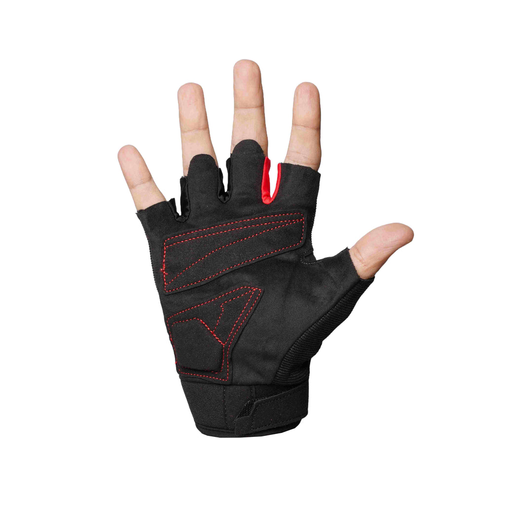 RS GLOVES RS09 Half Finger Motorcycle Gloves Black/Red_4