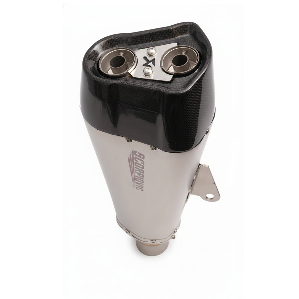 Motorcycle Exhaust Scorpiovic A102 Silver Carbon Performance Slip On System_4