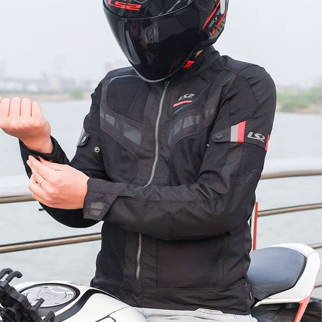 LS2 Garda Air Men Mesh Motorcycle Jacket Black/Red_5