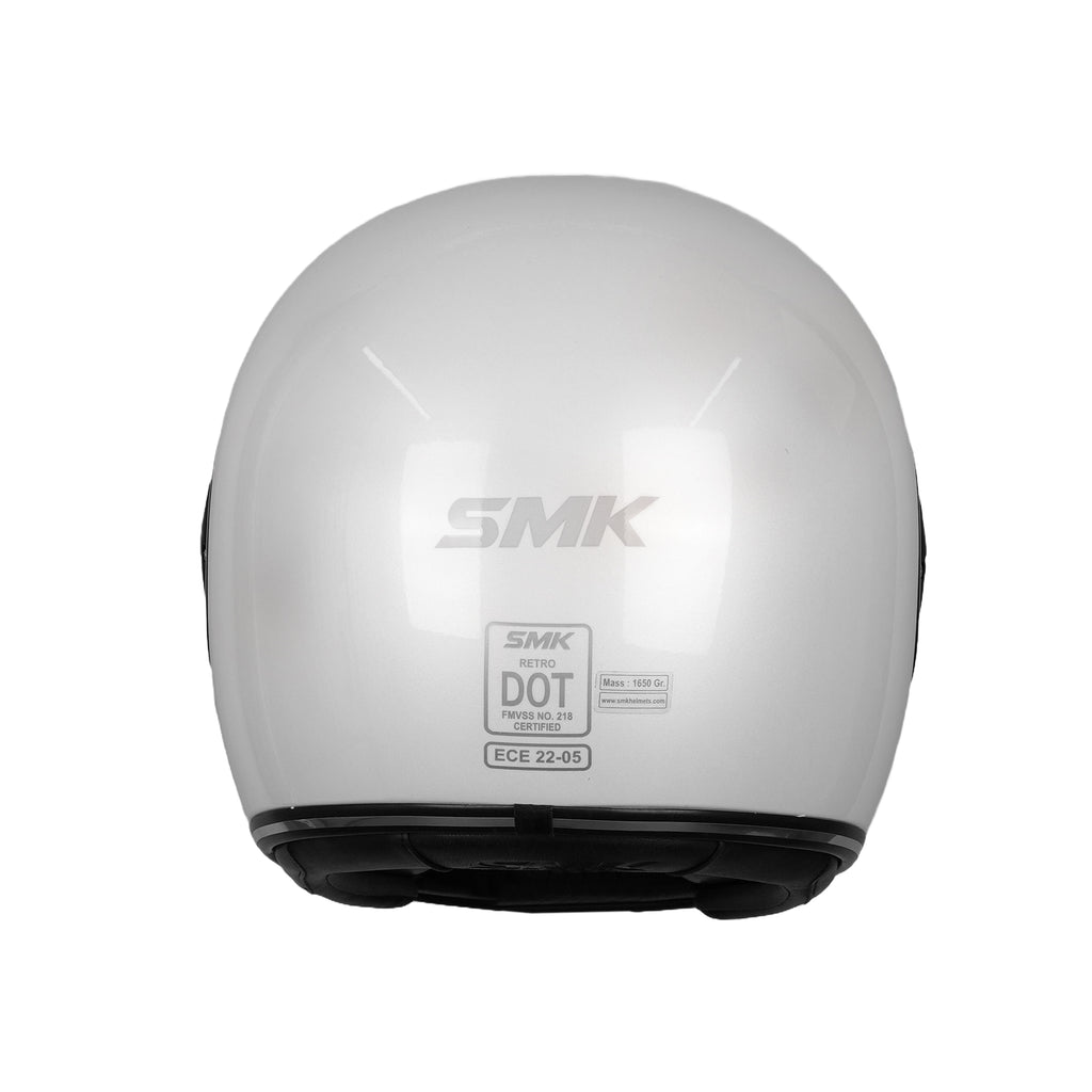 SMK Retro Solid Full Face Motorbike Helmet White GL130_5