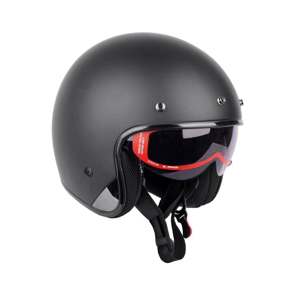 LS2 OF601 BOB II Solid Black Matt Open Face Motorcycle Half Helmet - 609300_1