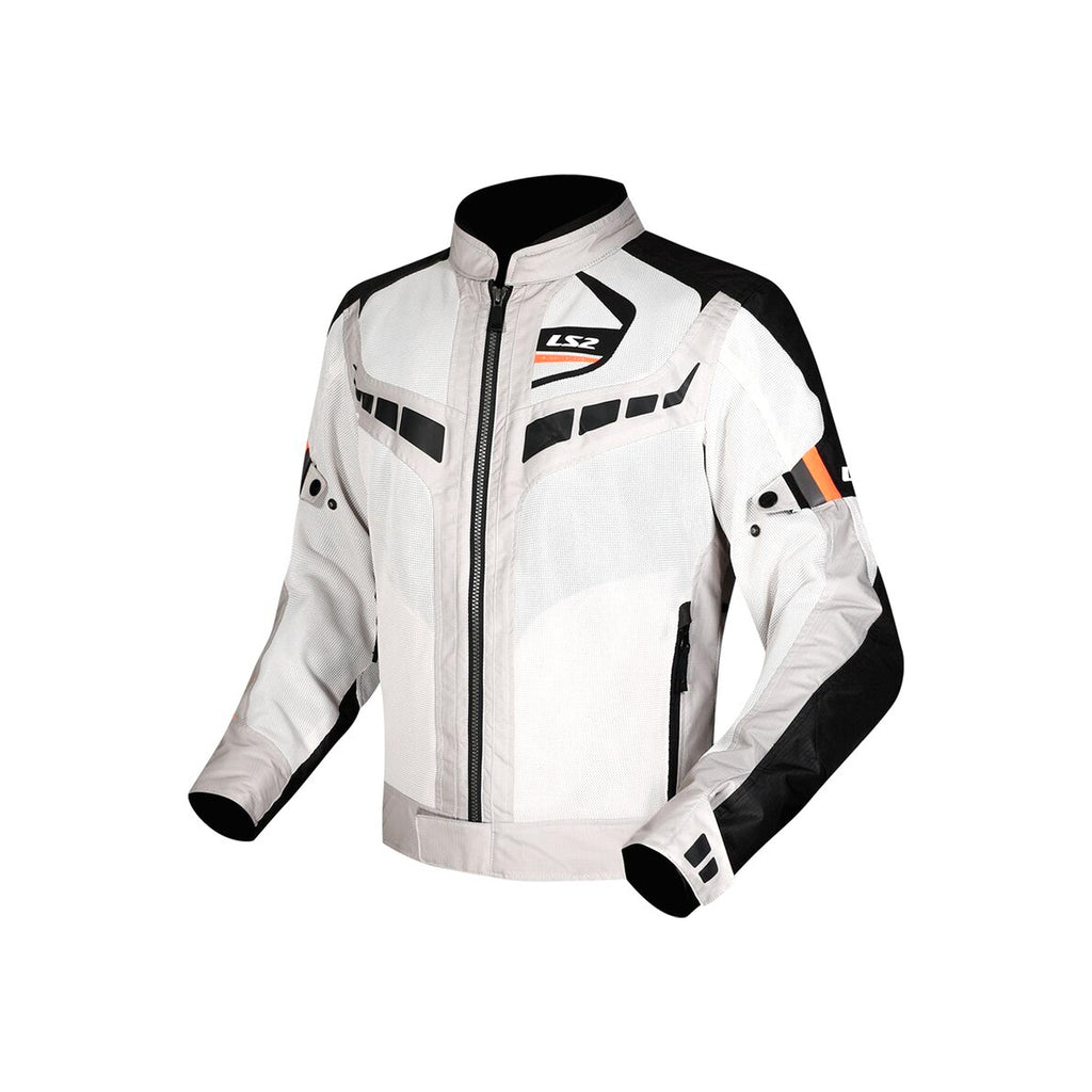 LS2 Lightweight Summer Motorcycle Jacket MJ158 Black/Light Grey/Orange - 609309_1