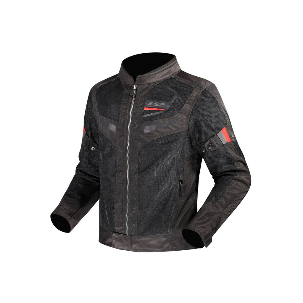 LS2 Summer Mesh Motorcycle Riding Jacket MJ158 Black/Red/Grey - 609310_1