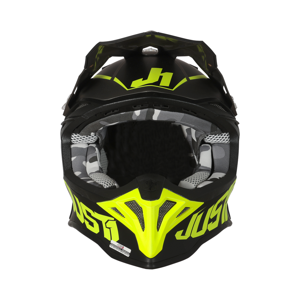 JUST1 J39 Stars Black Fluo Yellow Titanium Full Face Helmet for Bike - 680002-2