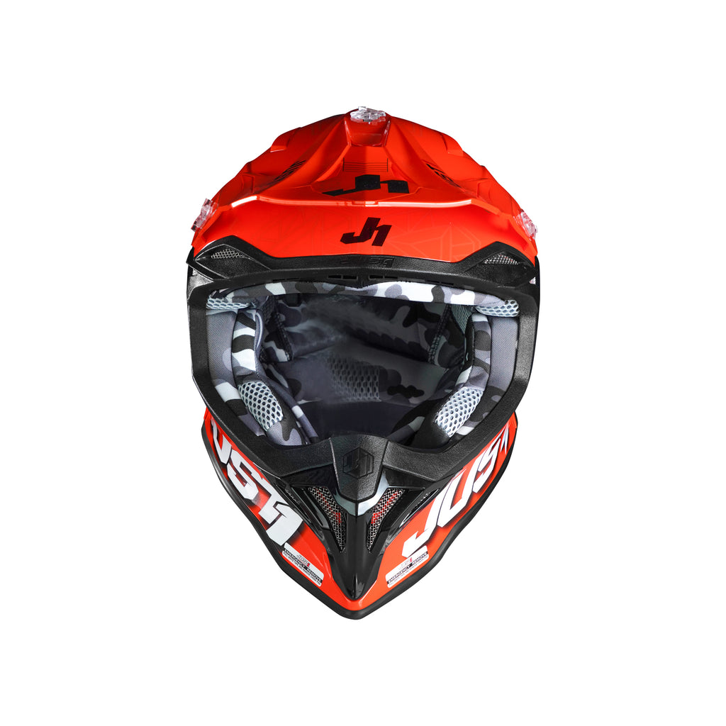 JUST1 J39 Motorcycle Helmet Full Face, Kinetic Camo Grey Red Fluo Orange_4