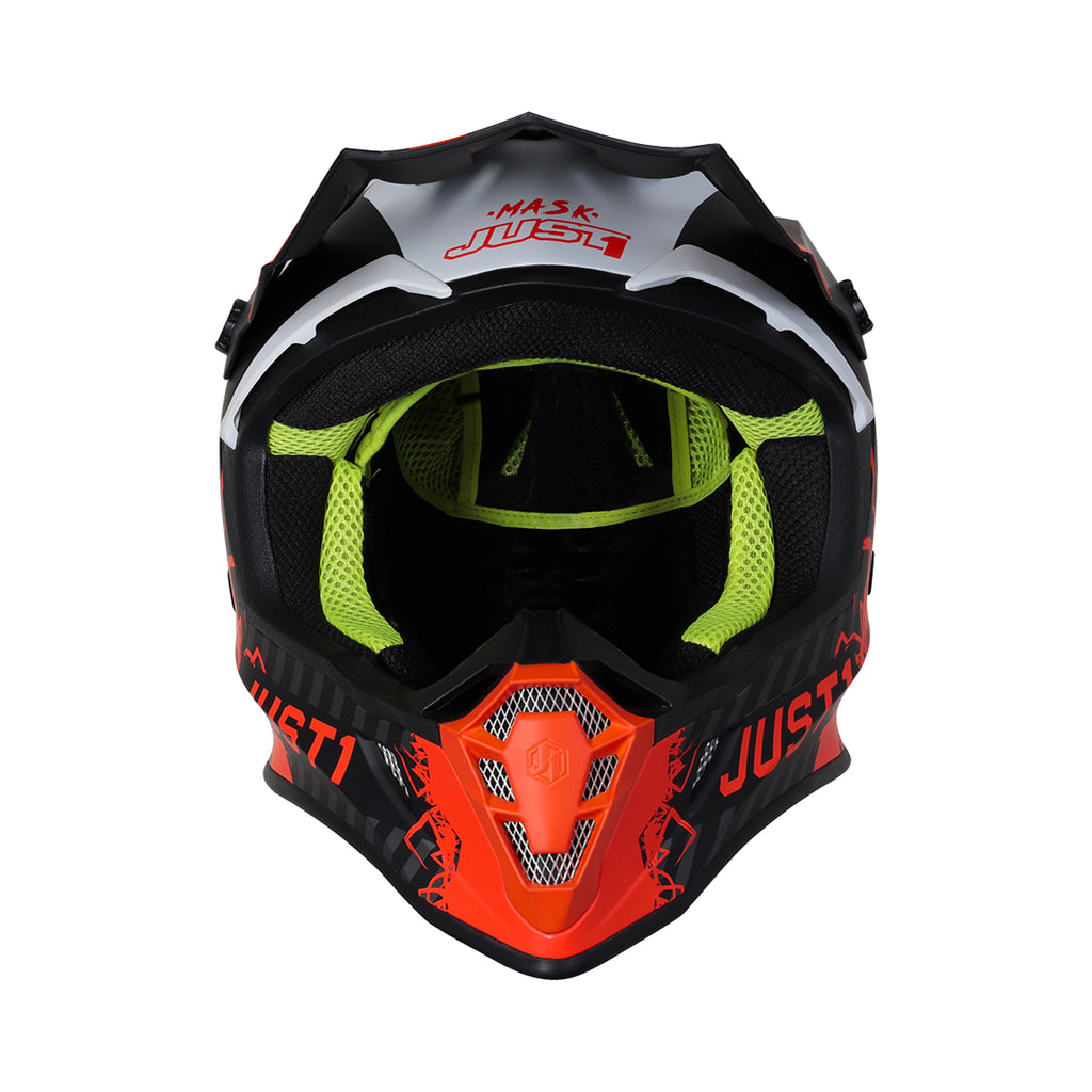 JUST1 J38 Motorcycle Safety Helmet Mask Fluo Orange Titanium Black Matt 680007
