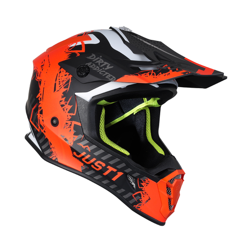 خوذة السلامة للدراجة النارية جاست ون موتوكروس ماسك فلورسنت  بلون برتقالي تيتانيوم  وأسود مطفي - 680007