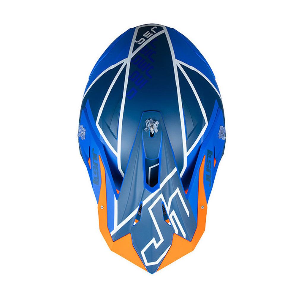 JUST1 Motorcycle Motocross Helmet J39, Thruster White Fluo Orange Blue 680010