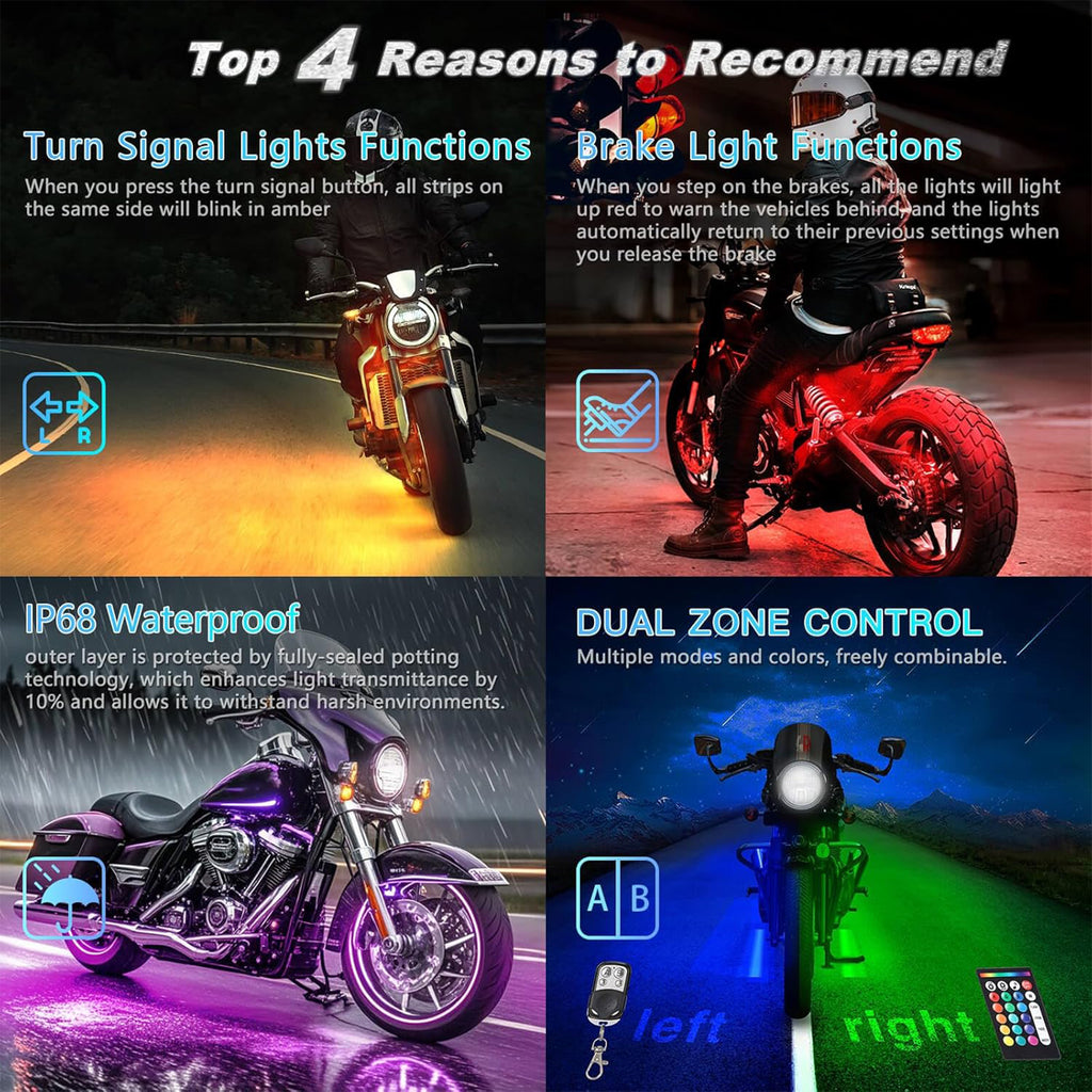 16 PCS Motorcycle RGB LED Light Kit APP/RF Remote_7