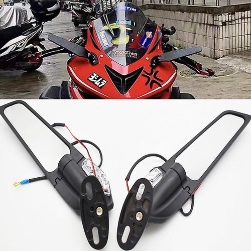 Pair of Motorcycle Mirrors Wind Wing Adjustable Rotating Side mirrors 702615
