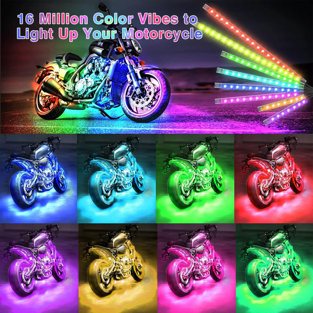 16 PCS Motorcycle RGB LED Light Kit APP/RF Remote_4