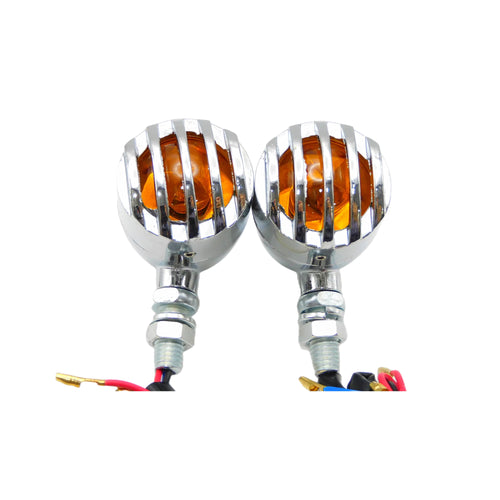 Universal Chrome Metal Turn Signal Corner Motorcycle Indicator Lamp - 819814