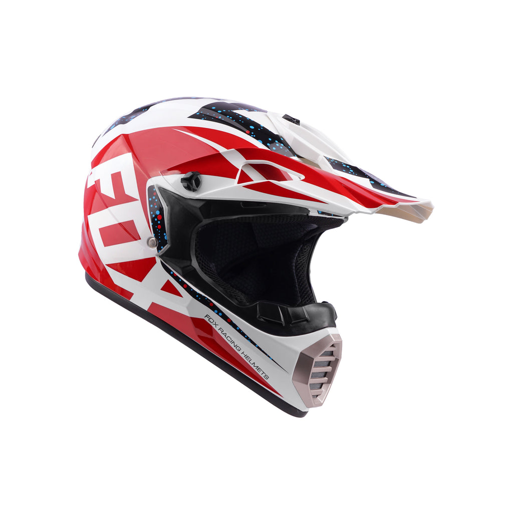 FOX Full Face Motorcycle Helmet Red & White Enduro_1