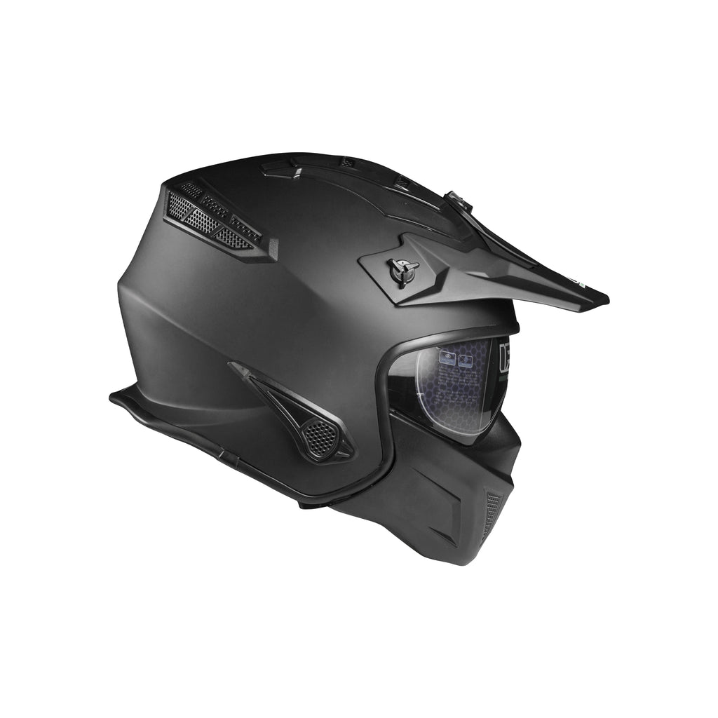 IBK Motorcycle Motocross Full Face Helmet with Glass, Black Matte- 835612