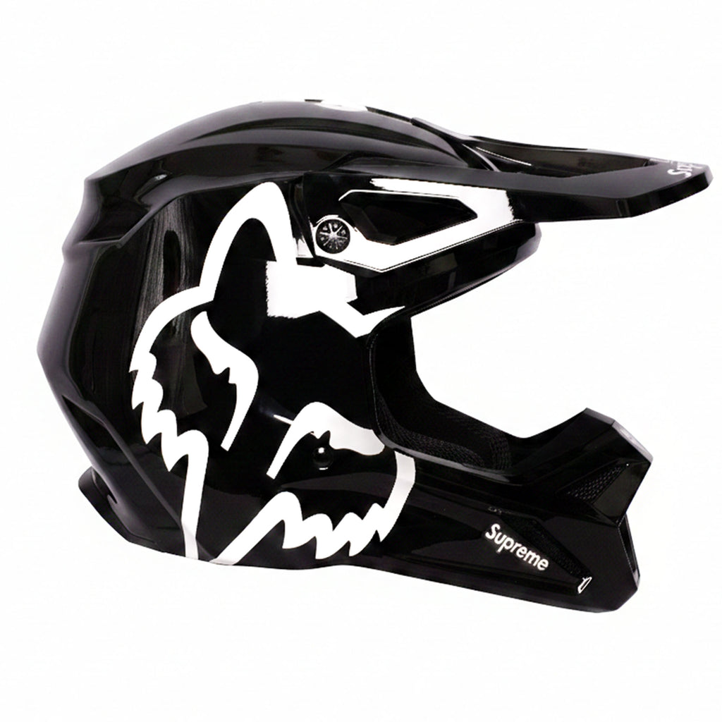 Premium Black Motorcycle FOX Helmet Supreme V1 DOT/ECE Off Road Motocross Gear_5